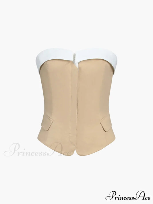 Contrast Trim Graceful Patchwork Tube Top