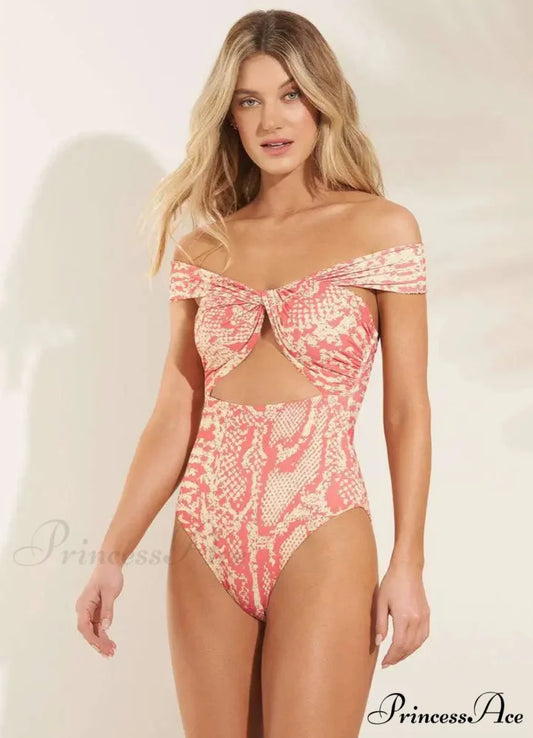 Convertible Print Single-Piece Swimsuit Single Piece Pink / S onepiece-250223