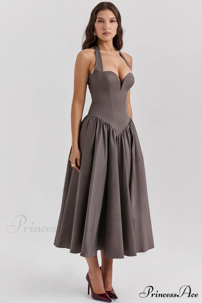 Coquette Scarlet Stylish Halter Midi Dress
