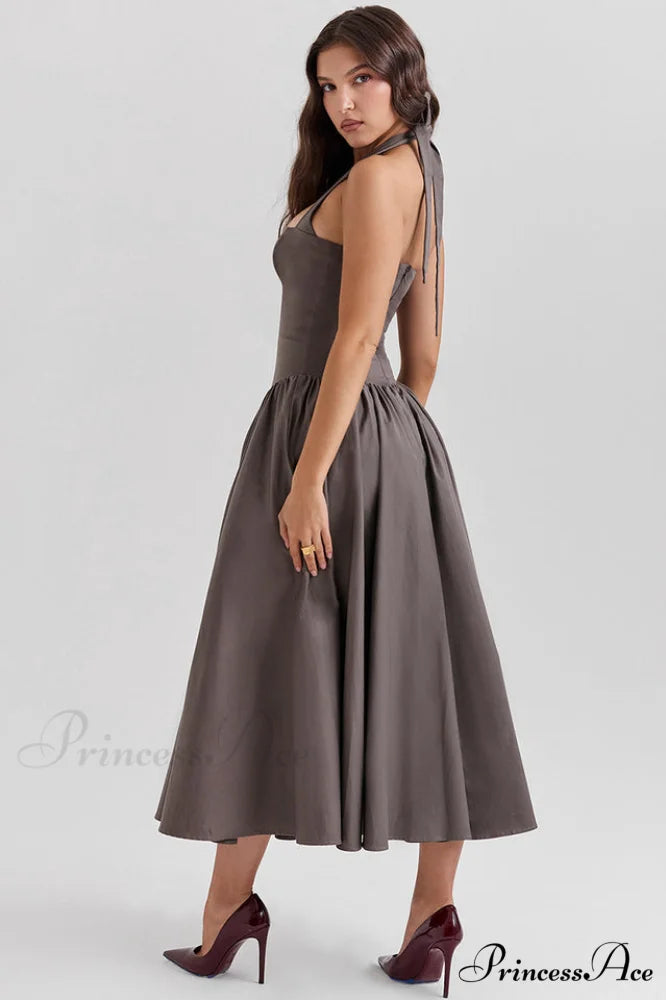Coquette Scarlet Stylish Halter Midi Dress