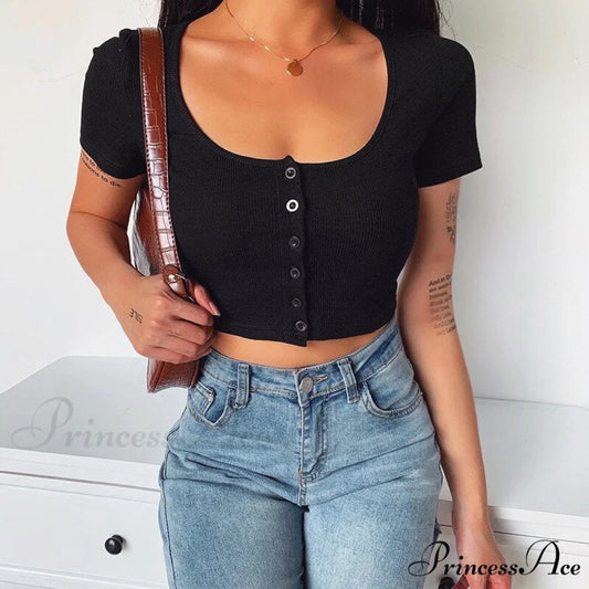 Corset Skinny Knitted Tee Black / S