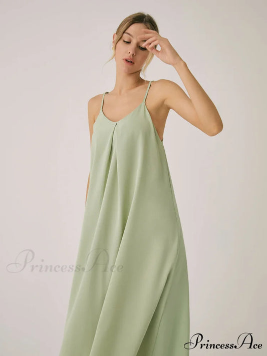 Cotton Blends Graceful Pleated Long Dress