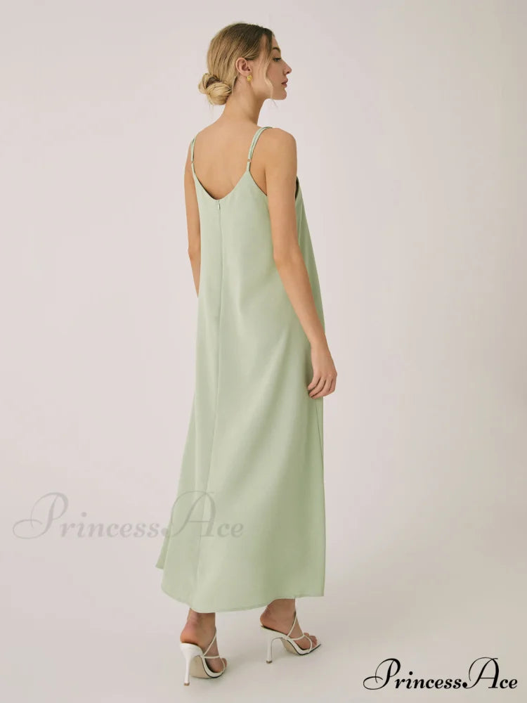 Cotton Blends Graceful Pleated Long Dress
