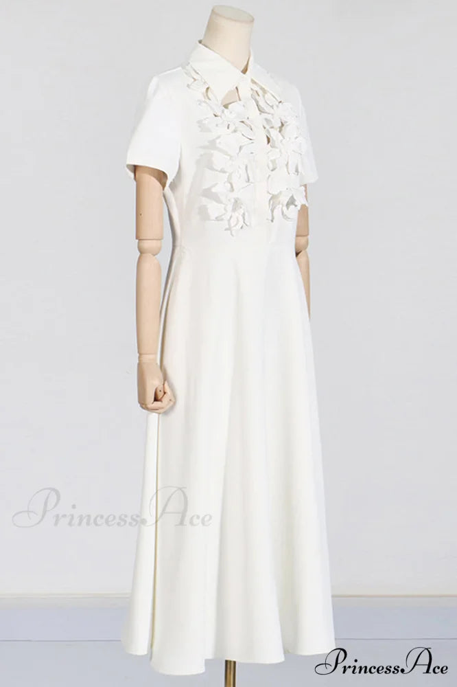 Cotton Poplin 3D Charming Flower Midi Dress