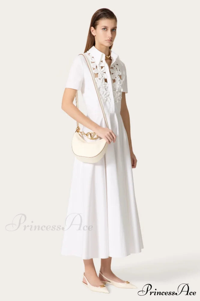 Cotton Poplin 3D Charming Flower Midi Dress