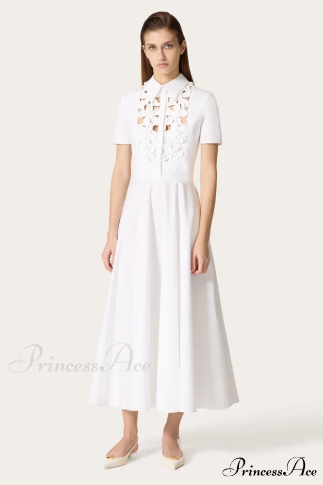 Cotton Poplin 3D Charming Flower Midi Dress