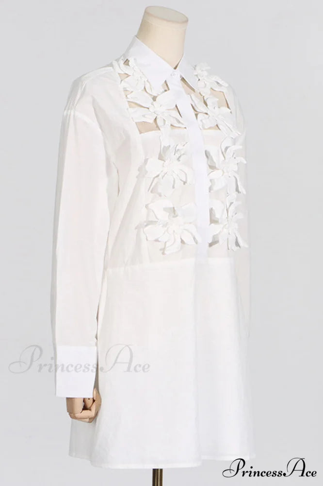 Cotton Poplin 3D Charming Flower Short Dress