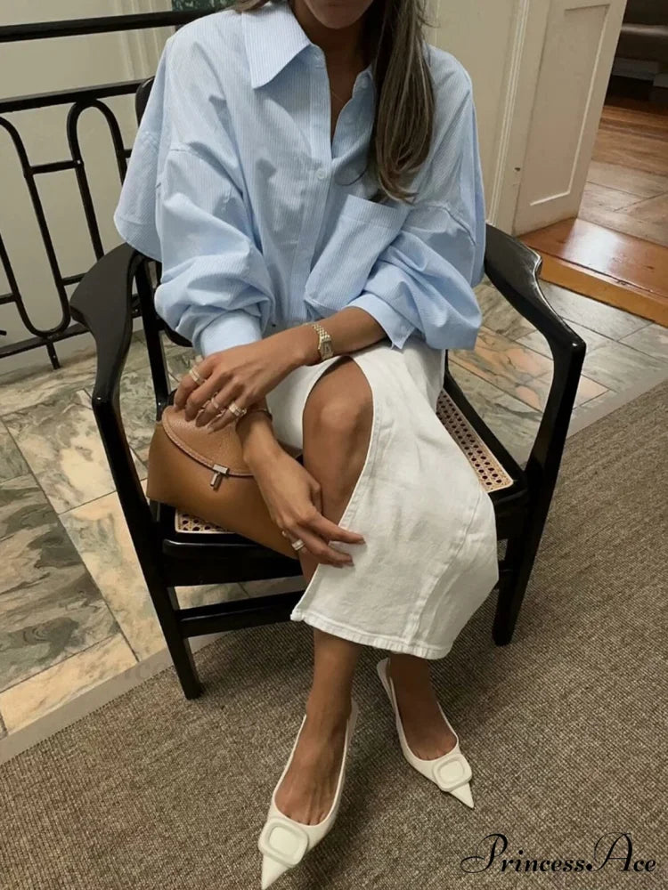 Cotton Striped Graceful Crop Shirt