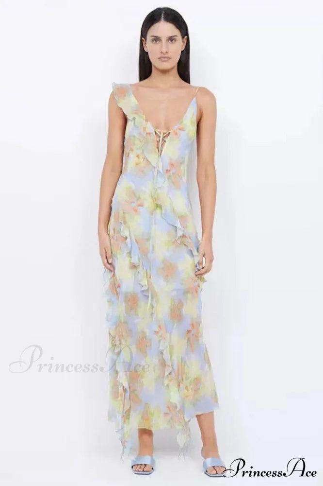 Courtney Frill Stylish Maxi Dress XS / Blue Blossom