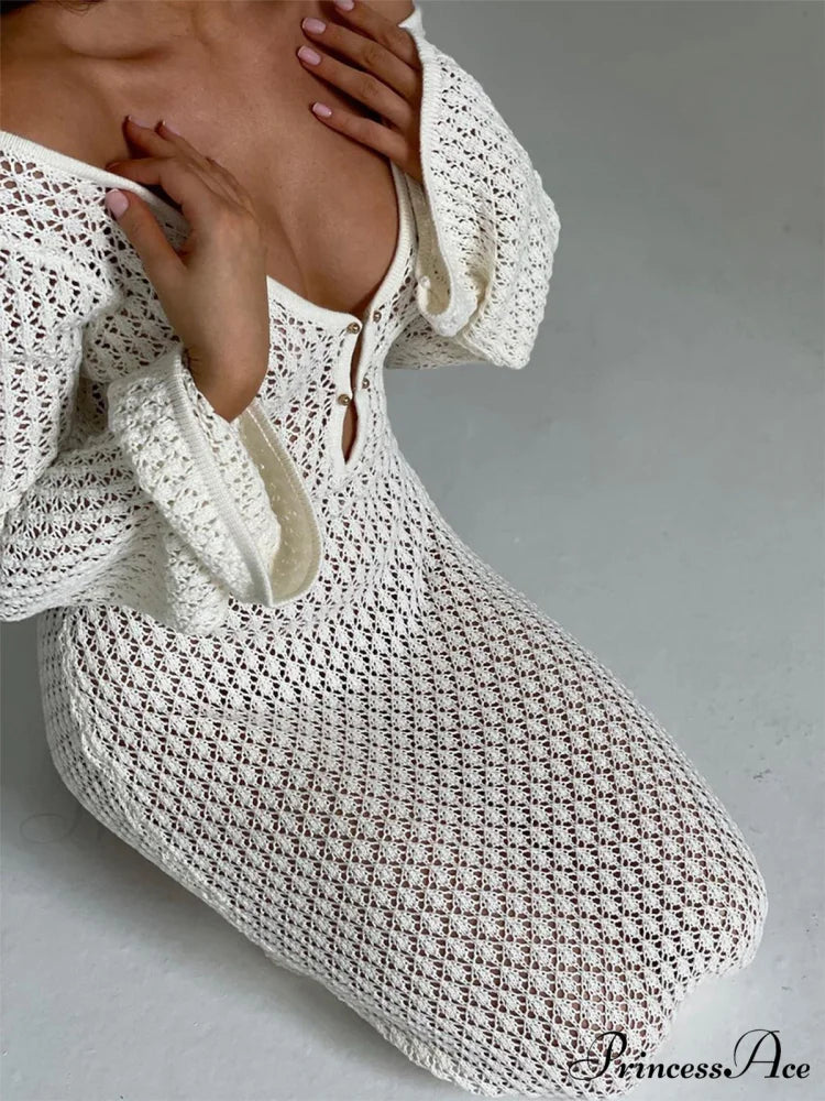 Cover Up Long Sleeve Modern Open Back Long Dress