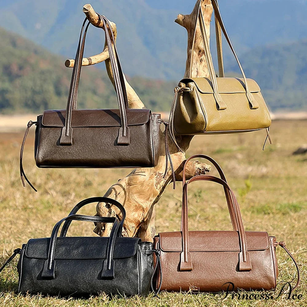 Cow Authentic Leather Deluxe Satchel Shoulder Bag shoulder-250126