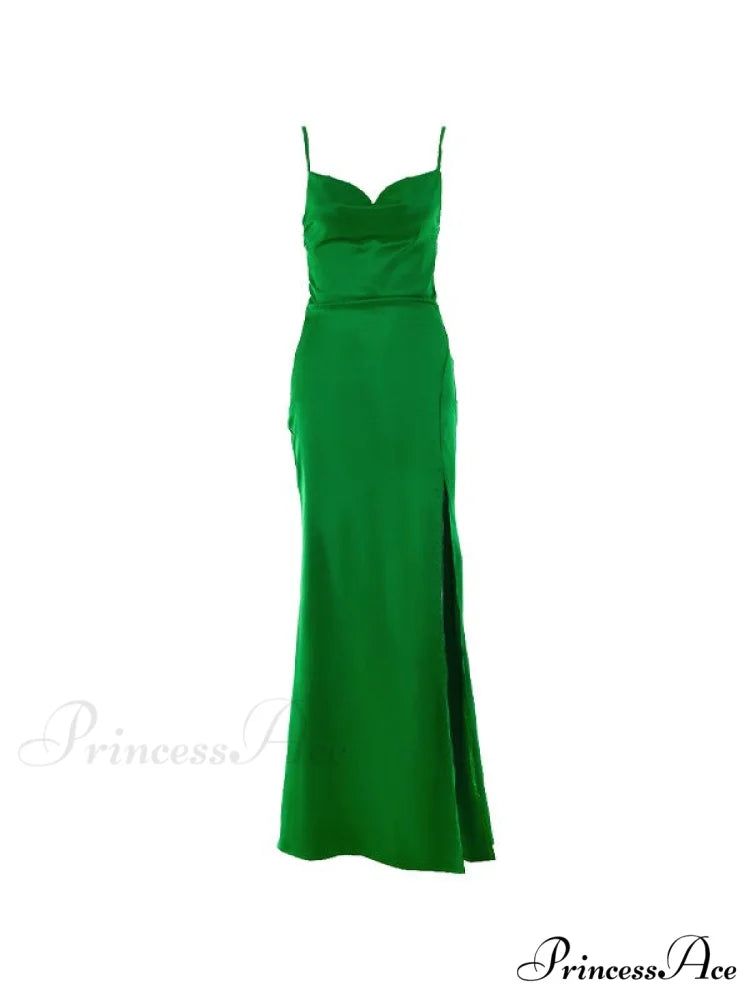 Cowl Neck Split Trendy Party Maxi Dress