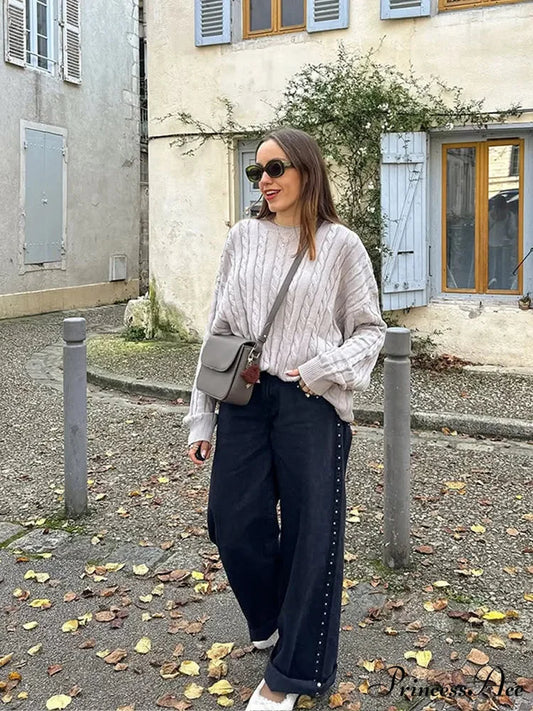 Cozy Chunky Circular Neck Pullover Jumper Multi Color / S swraters-241228