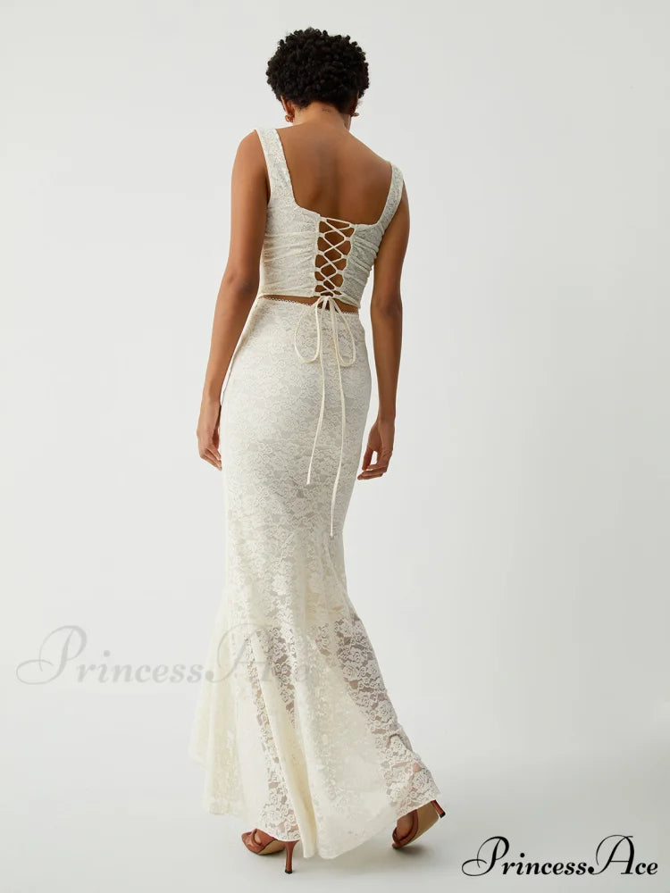 Cream Floral Lace Tie Modern Back Crop Corset Top