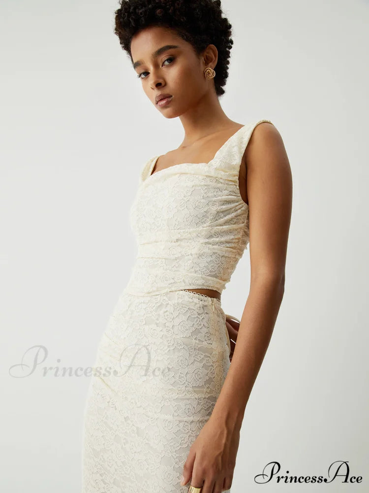 Cream Floral Lace Tie Modern Back Crop Corset Top