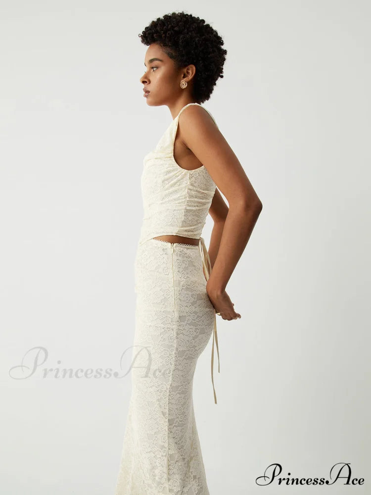 Cream Floral Lace Tie Modern Back Crop Corset Top