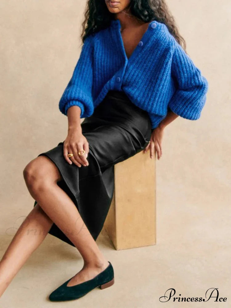 Crew Neck Button-Up Knit Cardigan cardigans-241228