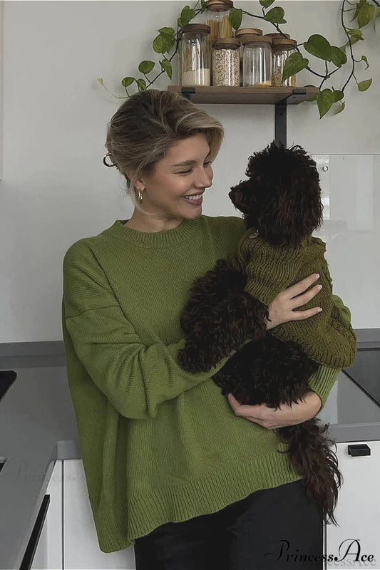 Crew Neck Thick Solid Short Sweater