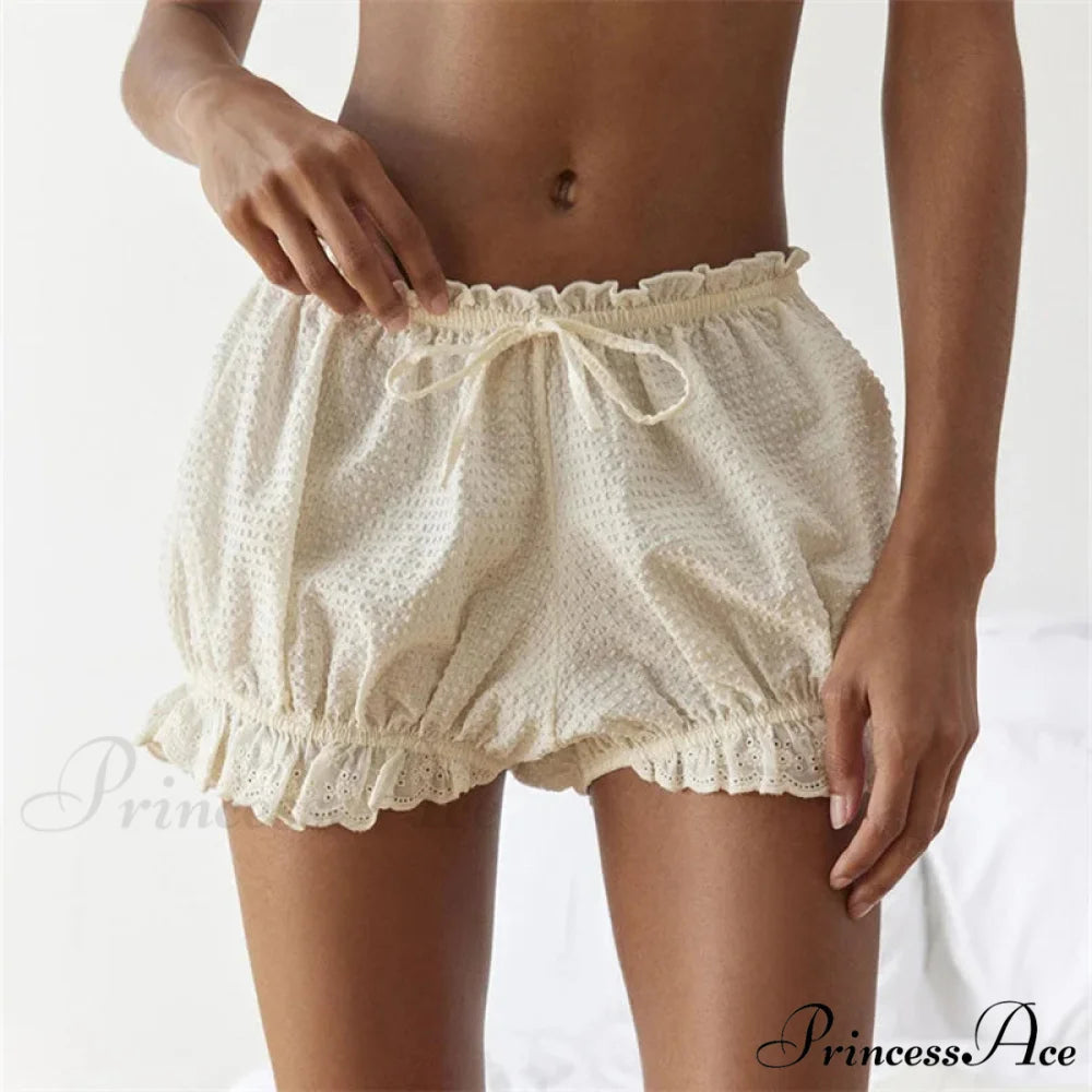 Crimson Checkered Lace Trim Bloomer Short short-250223