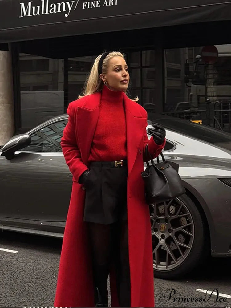Crimson Dual Buttoned Woolen Overcoat coats-241228