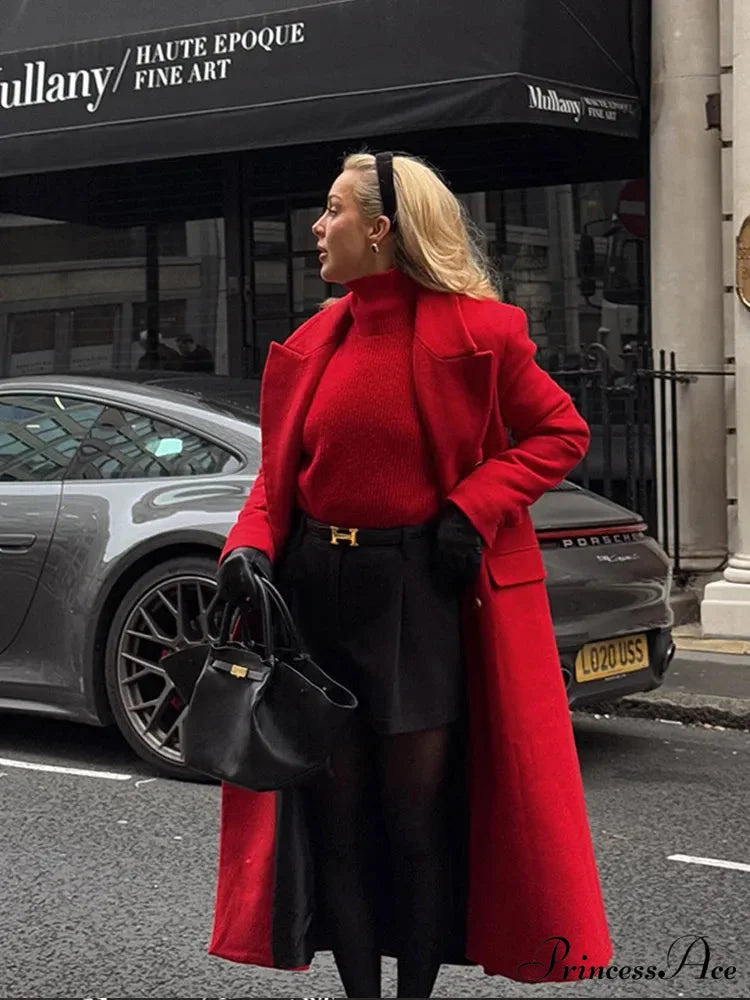 Crimson Dual Buttoned Woolen Overcoat coats-241228