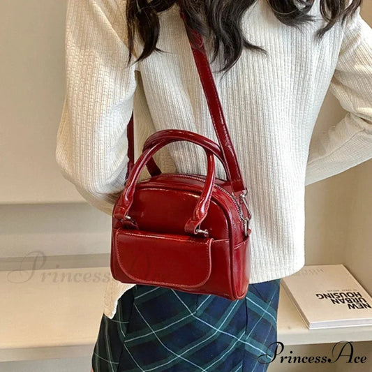 Crimson Firm Faux Leather Underarm Shoulder Bag shoulder-250126