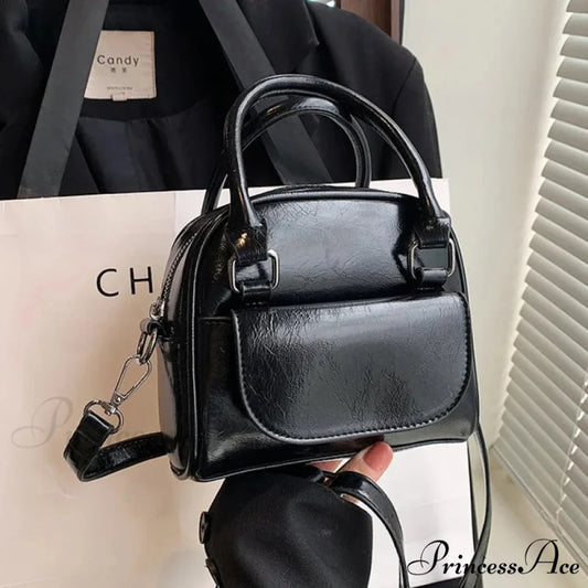 Crimson Firm Faux Leather Underarm Shoulder Bag Black shoulder-250126