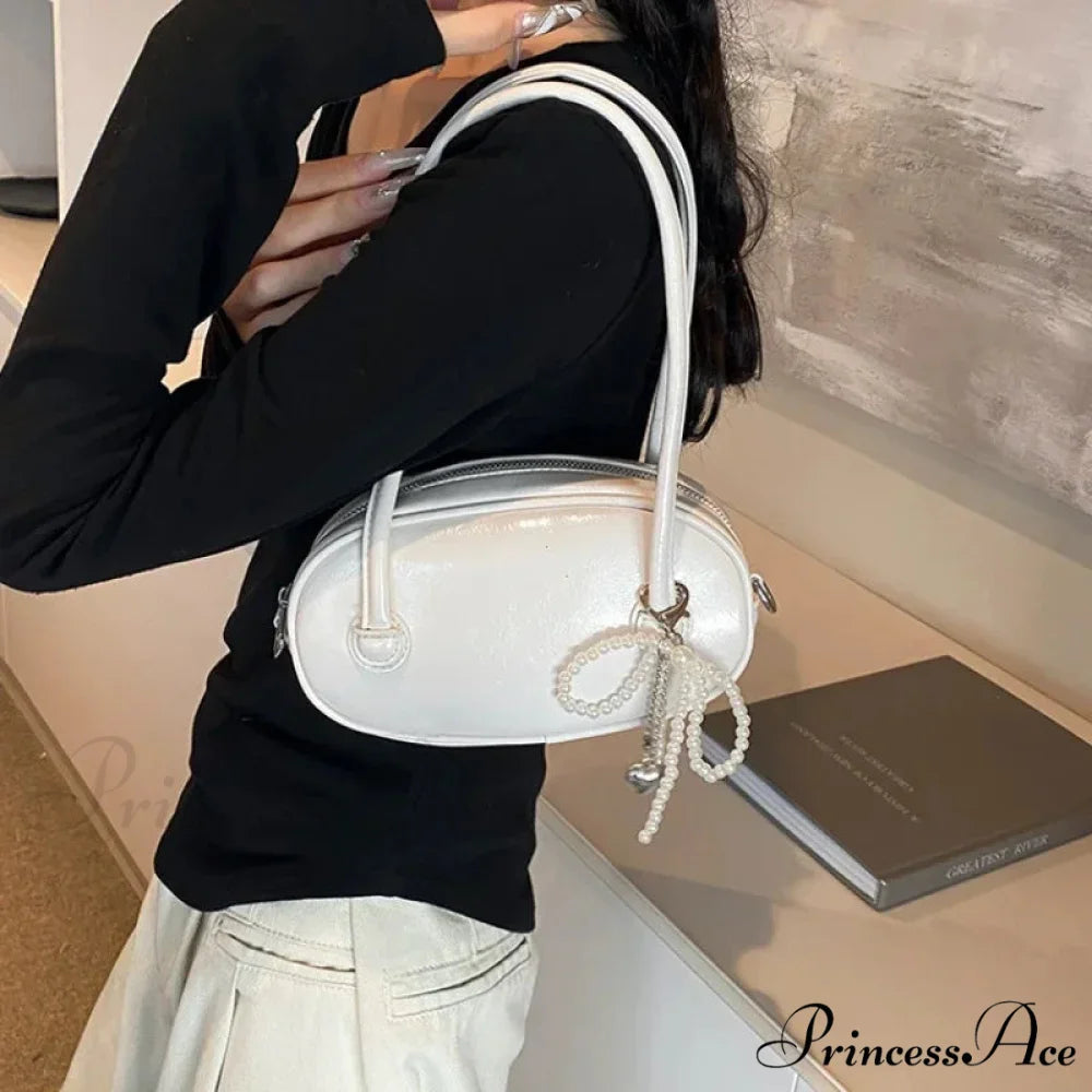Crimson Informal Korean Fashion Armpit Shoulder Bag Beige shoulder-250126