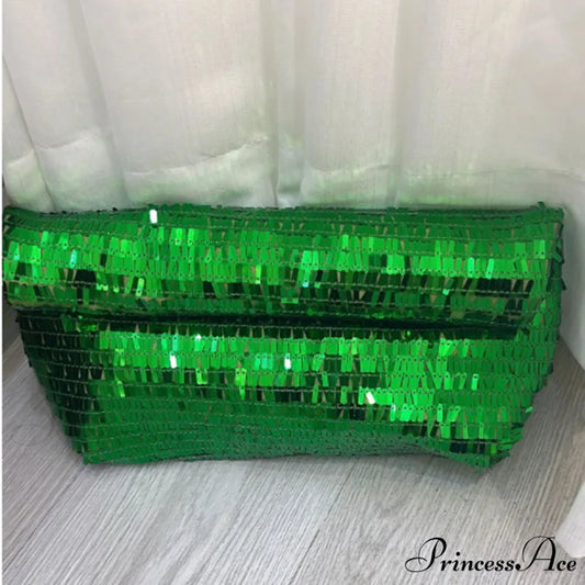 Crimson Sparkling Leather Clutch Bag Wristlet GREEN wristlet-250126
