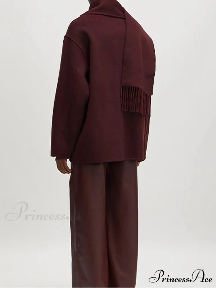 Crimson Woolen Mixes Brief Coat coats-241228