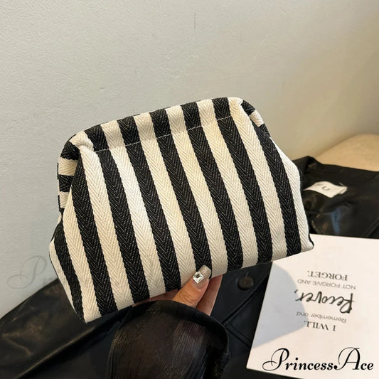 Crochet Canvas Multicolored Summer Clutch Black wristlet-250126