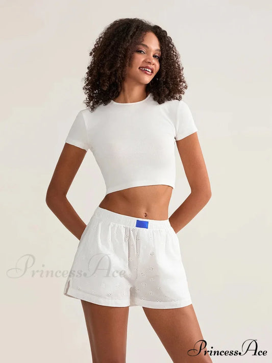 Crochet Empty Broad Leg Short short-250223