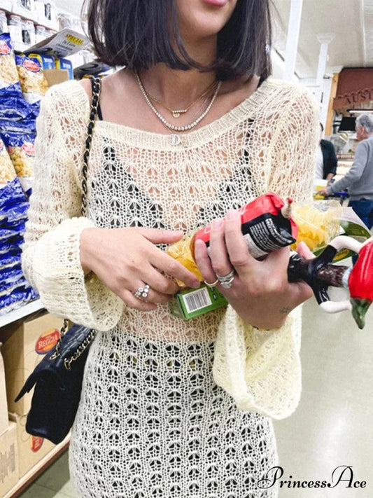 Crochet Fringed Graceful Wrap Skirt White / S