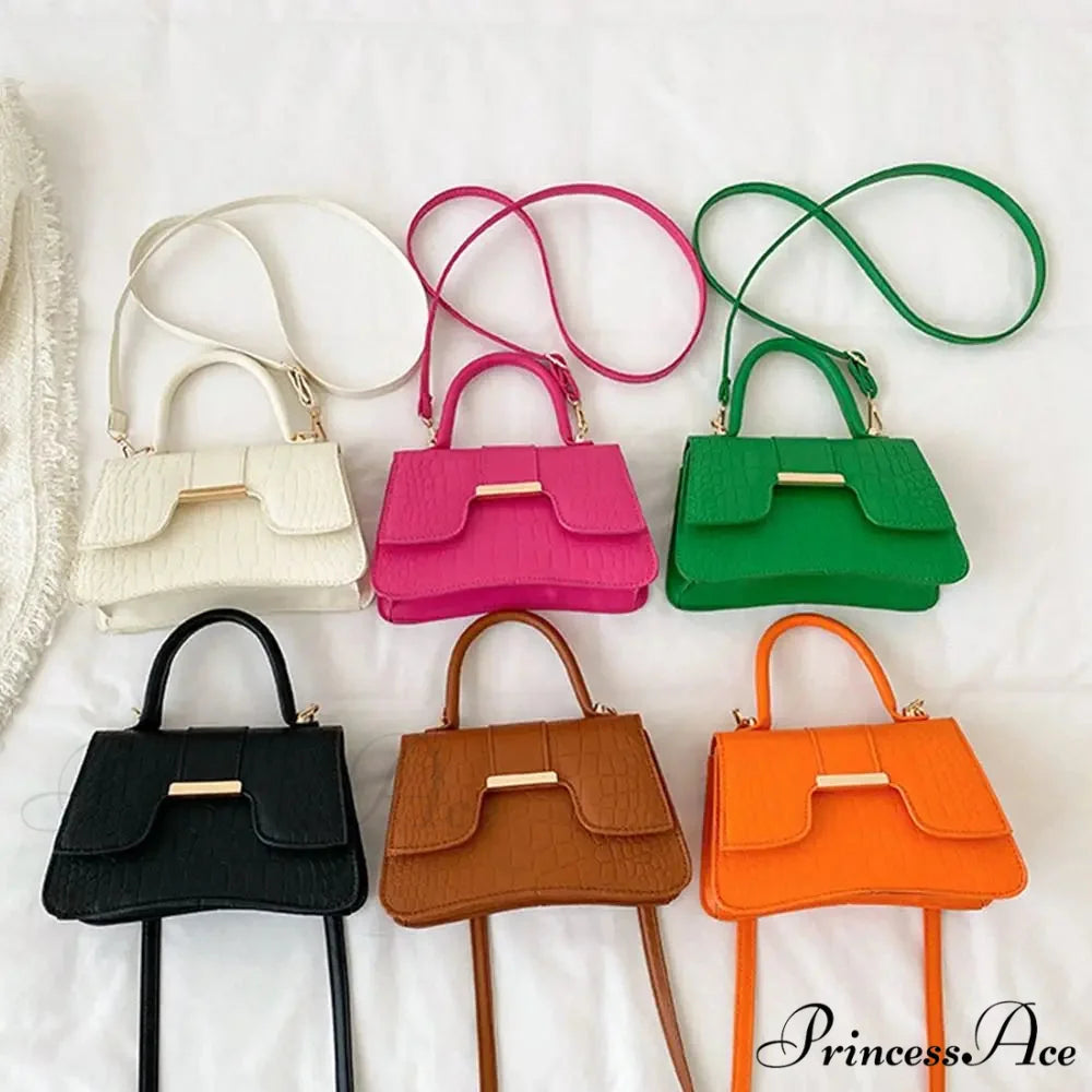 Crocodile Design Petite Square Retro Faux Leather Crossbody Purse handbag-250126