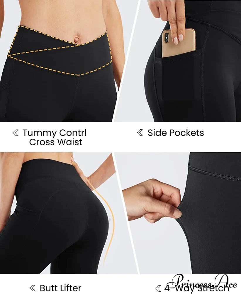 Cross High Waisted Bootcut Capris for Women Flare Yoga Pants