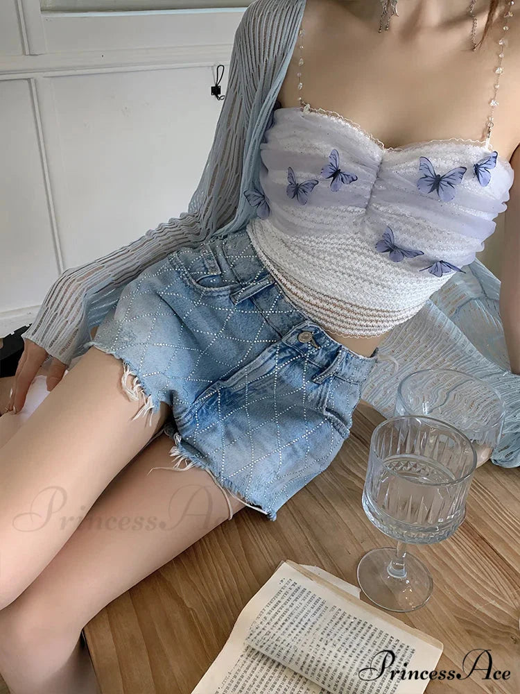 Crossed Tattered Cleansed Denim Short short-250223
