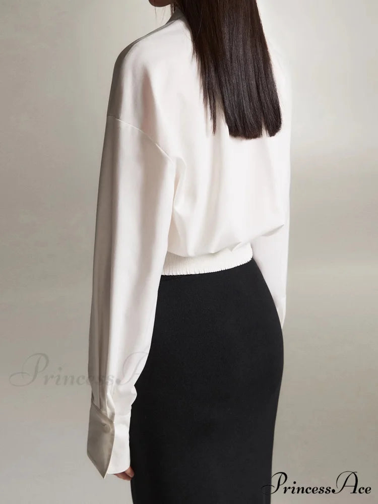 Crossover Twisted V-neck Trendy Long Sleeve Shirt