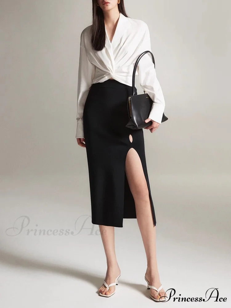 Crossover Twisted V-neck Trendy Long Sleeve Shirt