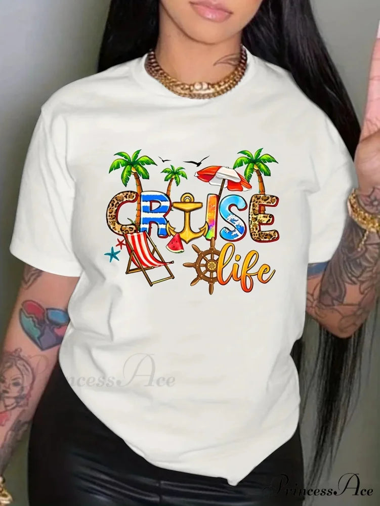 Cruise Casual Short Sleeve Crew Neck Women’s Top T-shirt