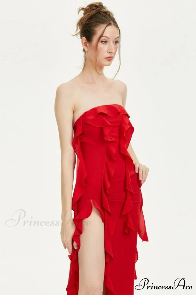 Crush Strapless Stylish Ruffle Dress