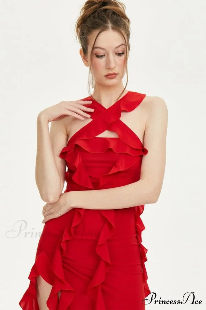 Crush Strapless Stylish Ruffle Dress