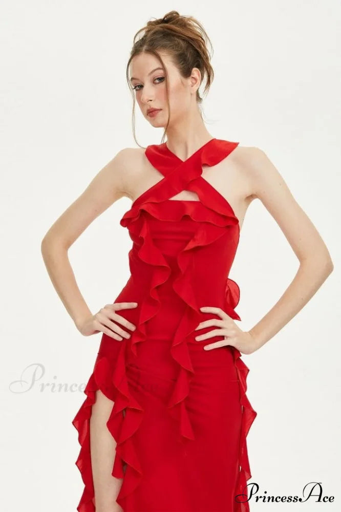 Crush Strapless Stylish Ruffle Dress