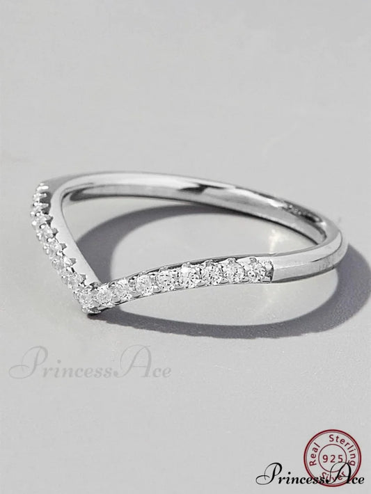 Cubic Zirconia Decor Silver Ring Silver / 6