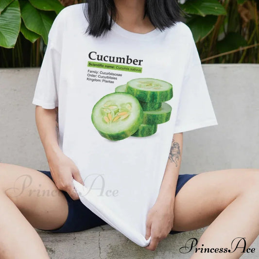 Cucumber Vintage Vegetable Graphic T-shirt WHITE / S t-shirt-250223