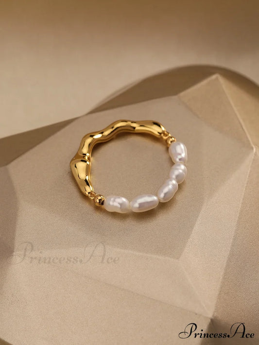 Cultured Pearl Decor Ring Yellow Gold / one-size