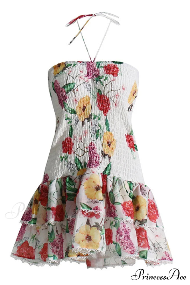Cusia Elegant Short Dress S / White Floral