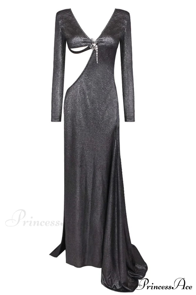 Cut Out Stylish Backless Gown XS / Black