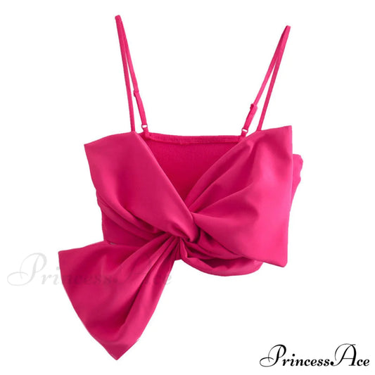 Cute Animal Graceful Print Crop Top M / Hot Pink