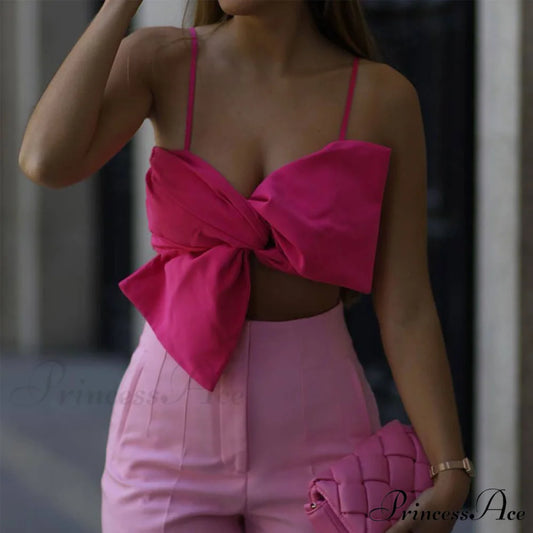 Cute Animal Graceful Print Crop Top S / Hot Pink