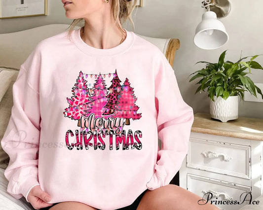 Cute Cartoon Pink Tree Casual Appropriate Female Christmas Hoodie Pink / S Christmas Hoodies-L